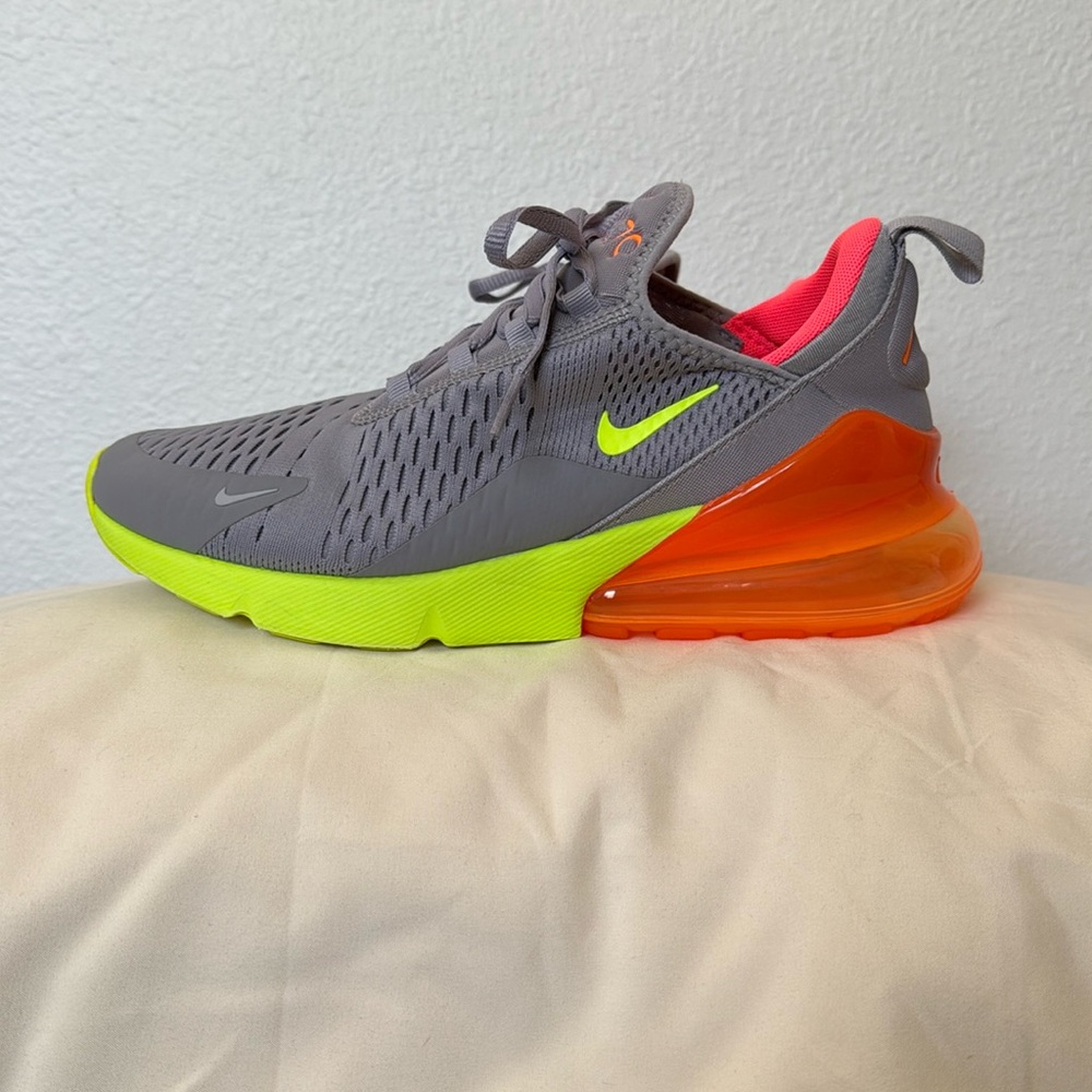 Nike Air Max 270 Gray and Neon Sneakers - Picture 4 of 8
